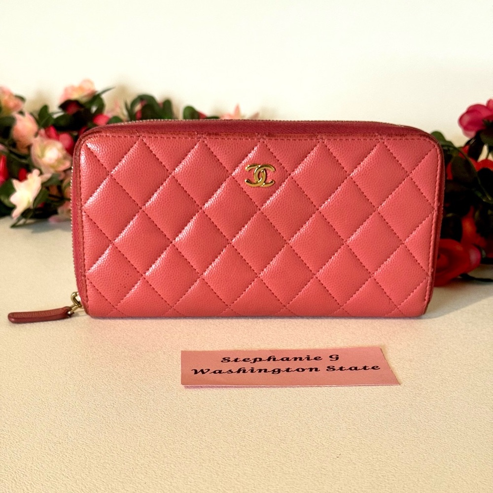 Chanel Zip Around Wallet Caviar Pink 🩷